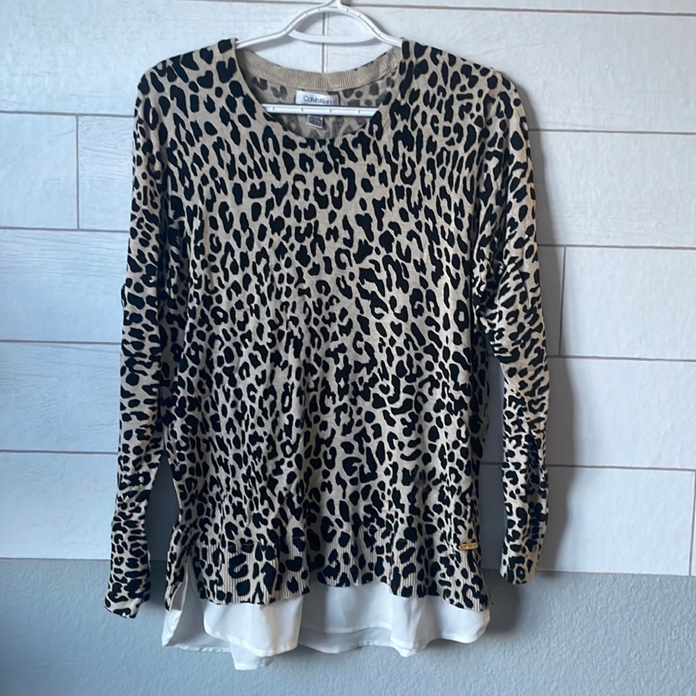 Calvin Klein Cheetah Print Cashmere Sweater